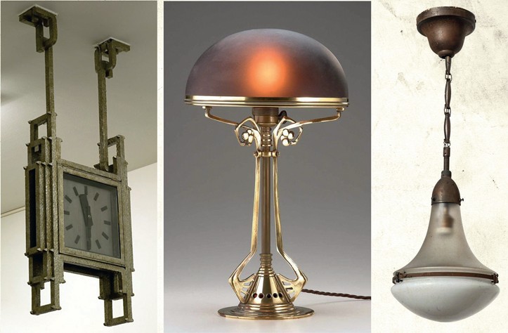 Кованые часы и светильники в стиле модерн